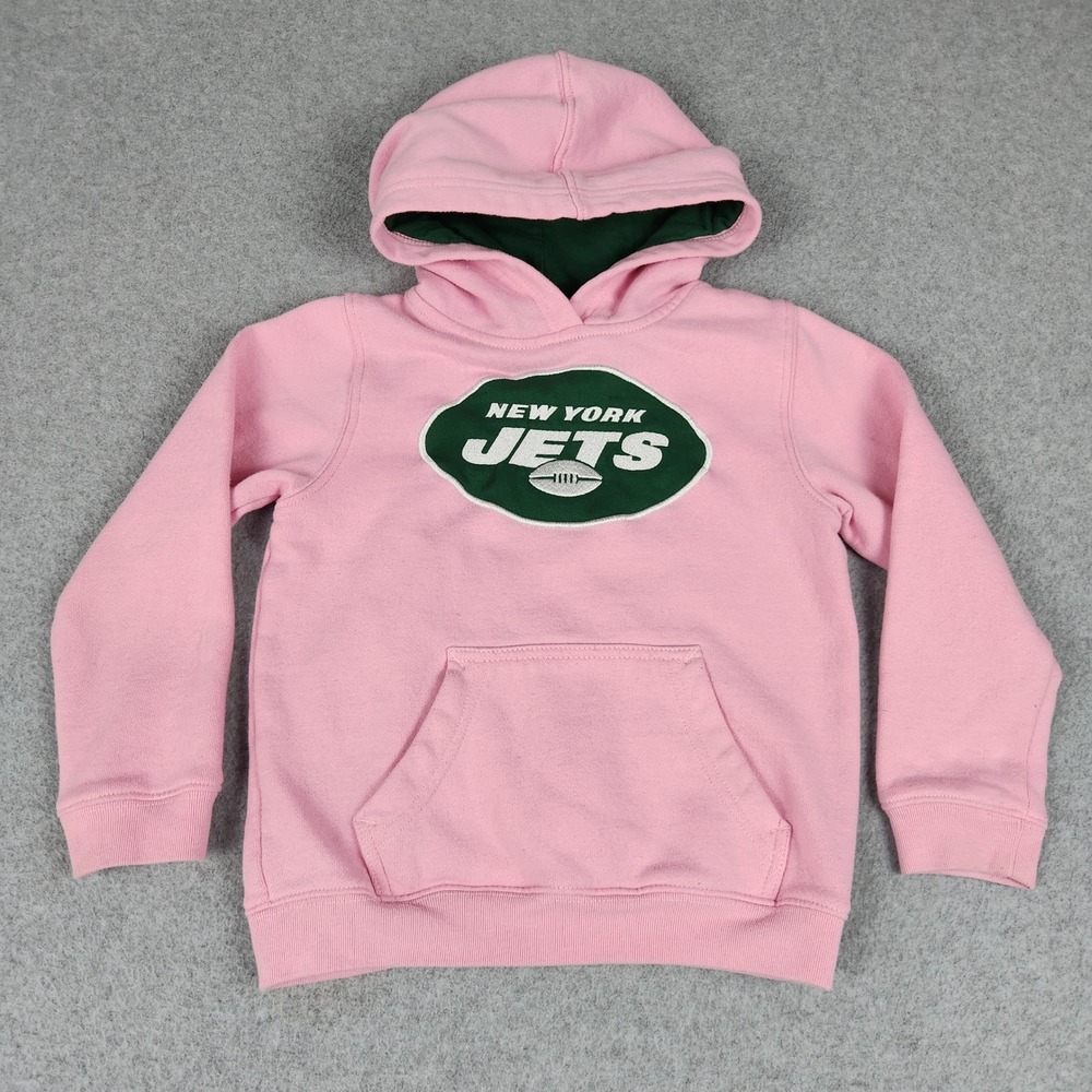 New York Jets Hoodie Kids M 5/6 Pink Team Apparel NFL Football‎ Sports Pullover